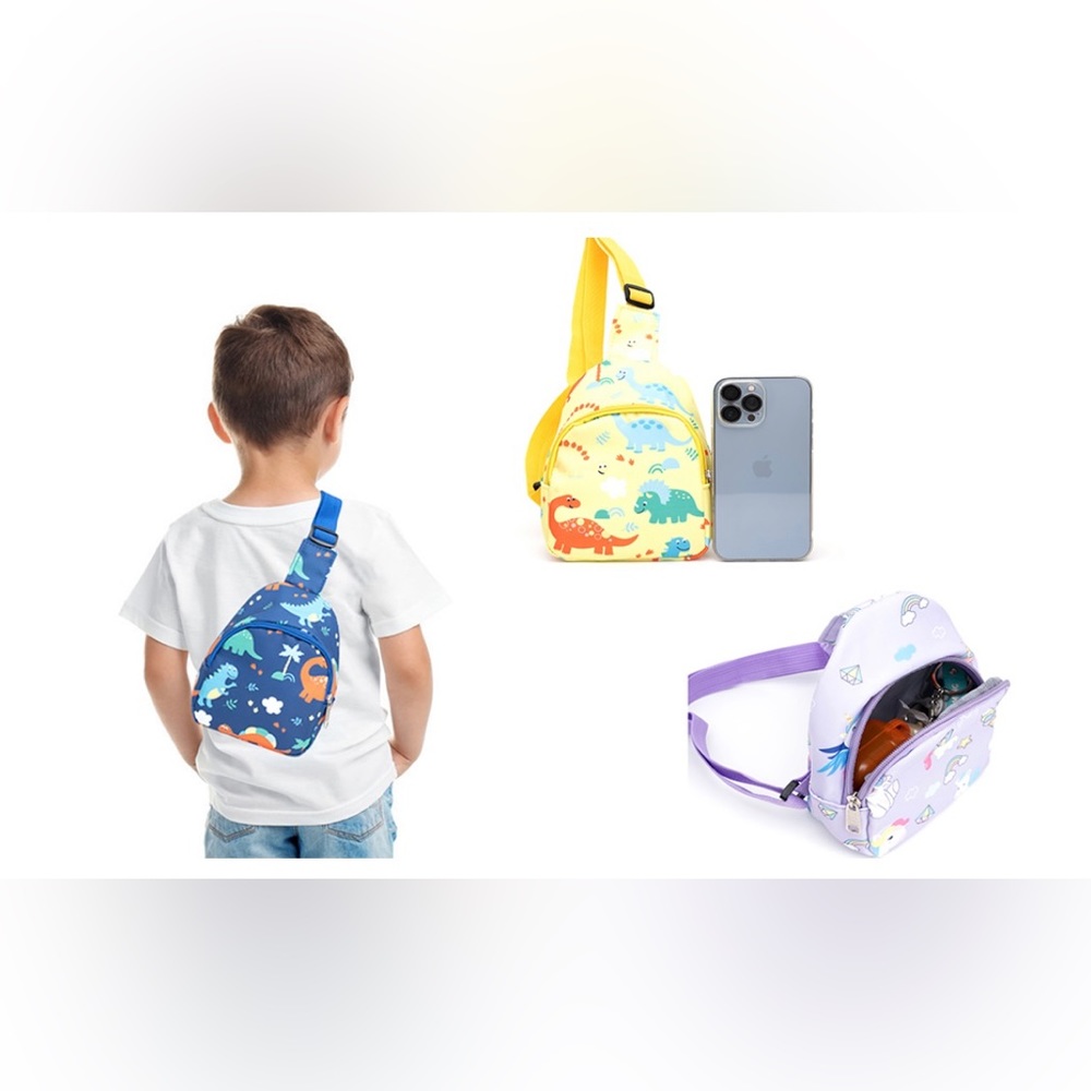 New Cute Children Sling Bag Small Cartoon Dinosaur Crossbody Shoulder Bag - Picture 4 of 7
